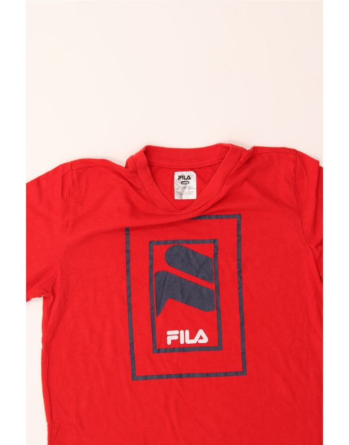FILA Boys Graphic T-Shirt Top 14-15 Years Large  Red Vintage Fila and Second-Hand Fila from Messina Hembry 