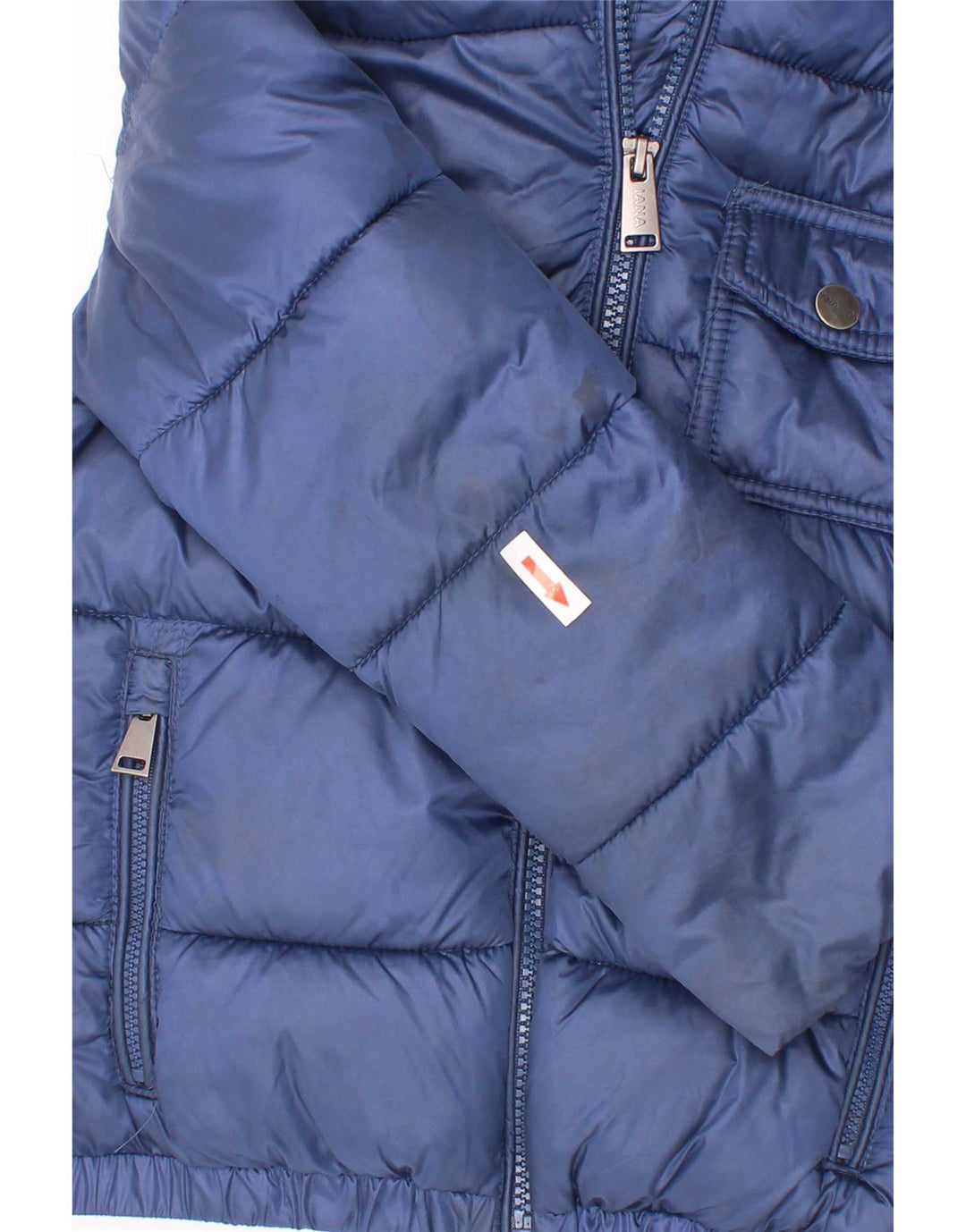 Wattierte Vintage-Jacke für Jungen mit Kapuze, 5–6 Jahre, marineblaues Polyester