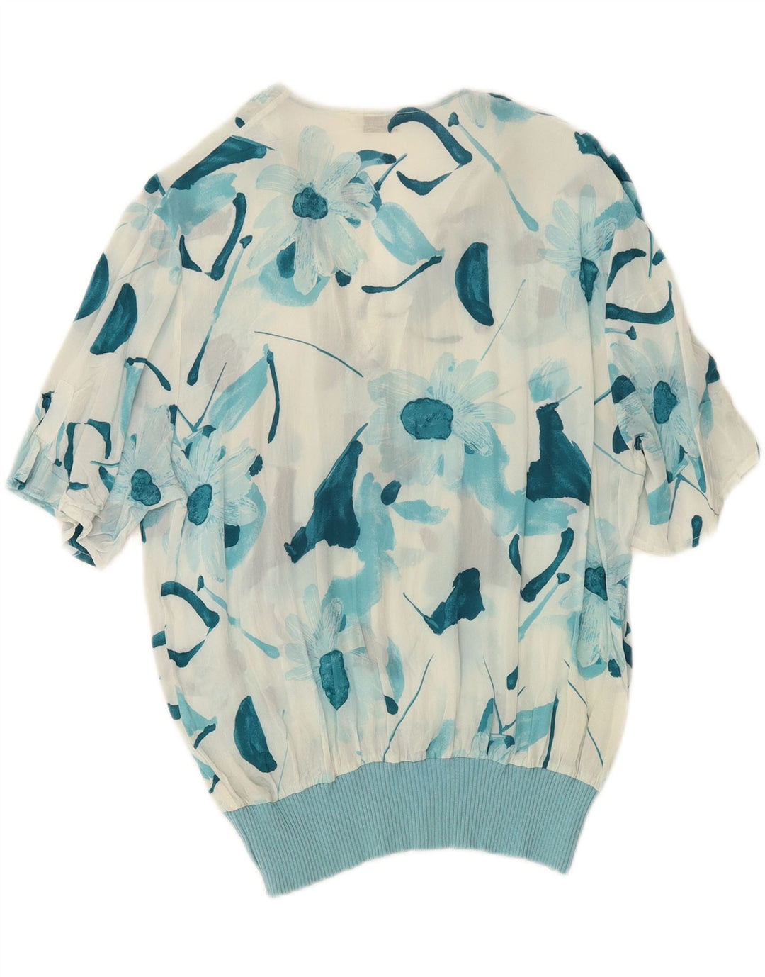 VINTAGE Womens Blouse Top IT 44 Medium Blue Floral Acetate Vintage Vintage and Second-Hand Vintage from Messina Hembry 