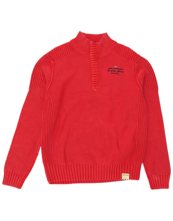 Napapijri Herren Geographic Pullover mit Reißverschluss, 2XL, rote Baumwolle