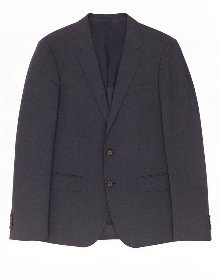 Hugo Boss Herren-Blazer mit 2 Knöpfen, EU 48, mittelmarineblaue Wolle