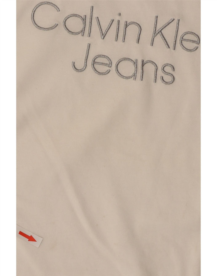 Calvin Klein Jeans Damen Crop Graphic T-Shirt Top UK 14 Mittelweiß