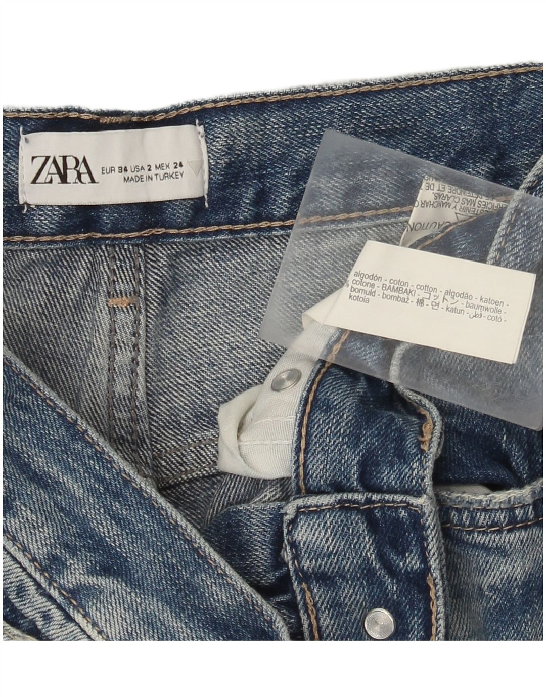 Zara Damen Distressed Flared Jeans EU 34 2XS W24 L32 Blaue Baumwolle