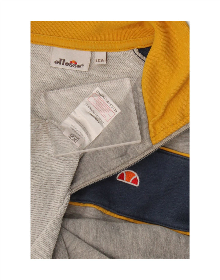 ELLESSE Boys Tracksuit Top Jacket 11-12 Years Grey Colourblock Cotton