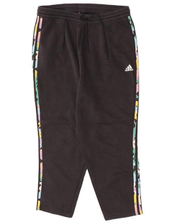 Adidas Damen Crop Trainingshose UK 20/22 XL Schwarz Camouflage Baumwolle