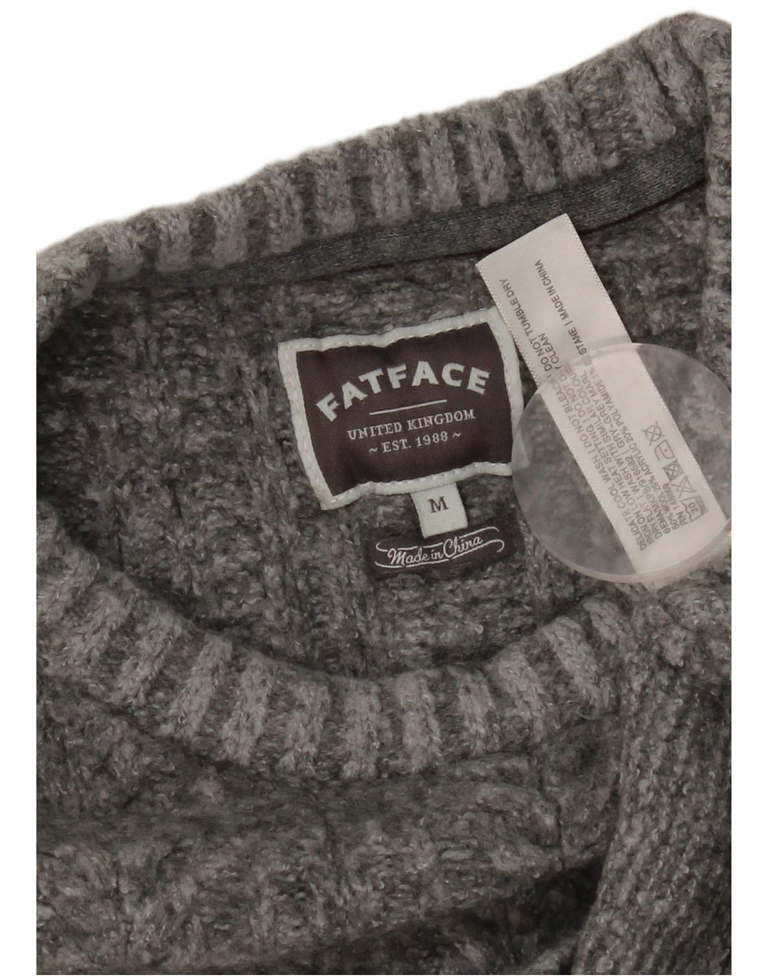 Fat Face Damen-Pullover mit Rundhalsausschnitt, UK 14, mittelgraue Wolle