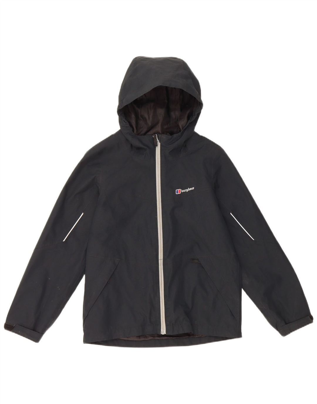 Berghaus Jungen-Regenjacke mit Kapuze, 9–10 Jahre, schwarzes Polyester