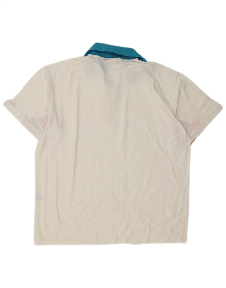 Ellesse Herren Rugby-Poloshirt, groß, weiß, geometrisch