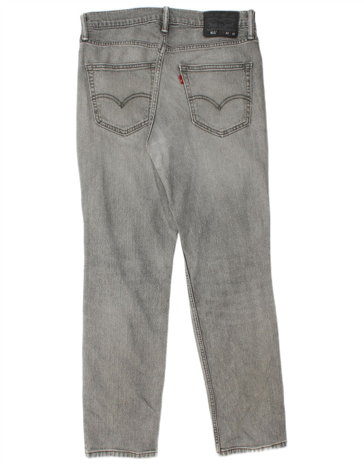 Levi's Herren 511 Distressed Slim Jeans 32 L30 Graue Baumwolle