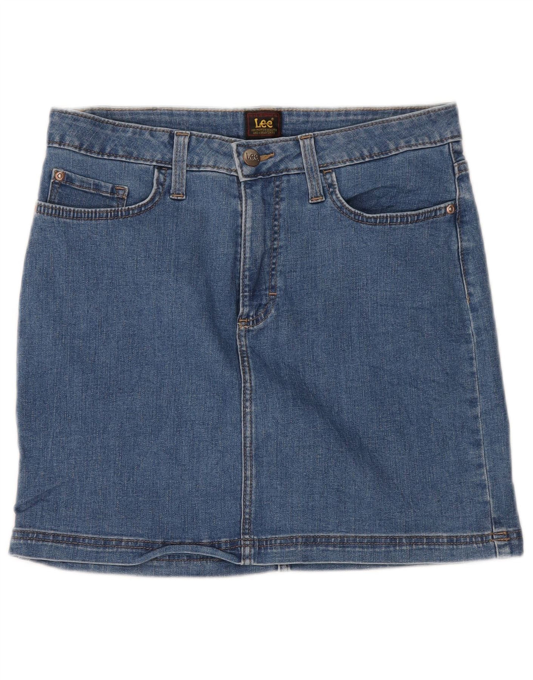 LEE Damen Jeansrock US 10 Large W32 Blaue Baumwolle