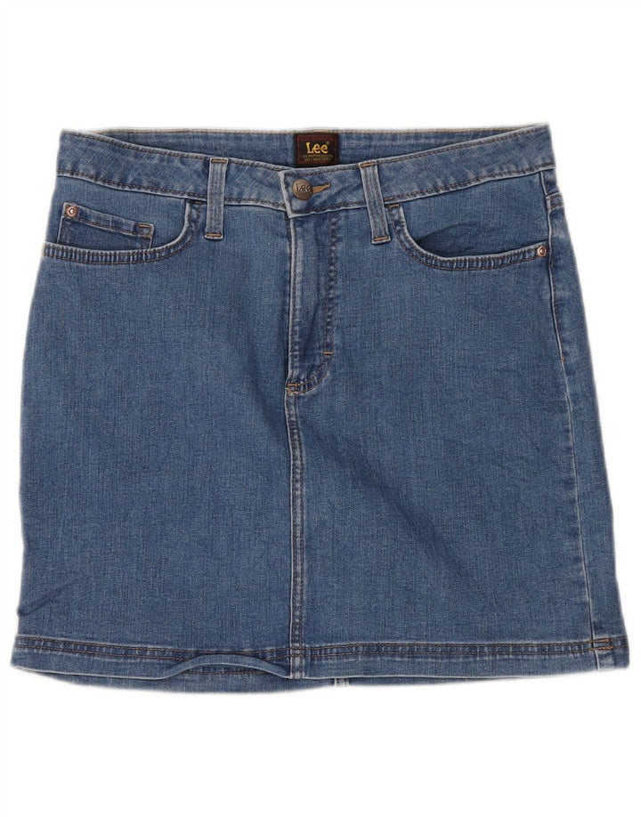 LEE Damen Jeansrock US 10 Large W32 Blaue Baumwolle