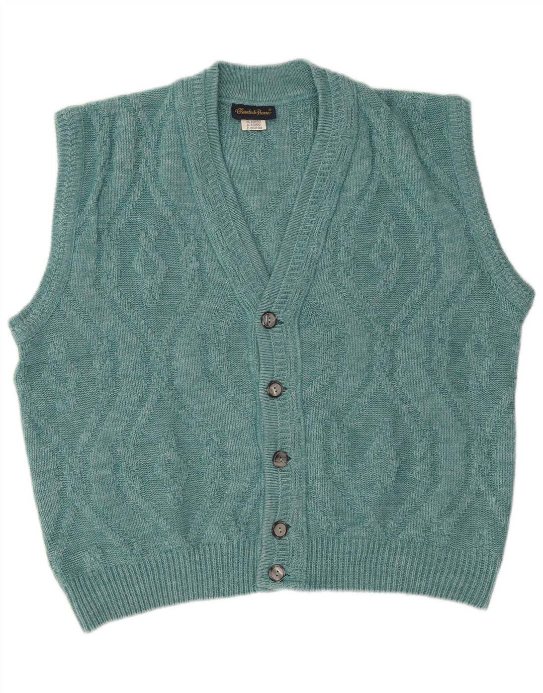Claude De Pierre Herren ärmelloser Cardigan Pullover IT 48/50 Mittelblau