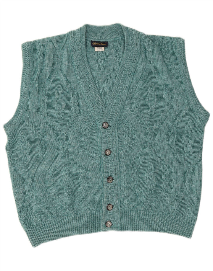 Claude De Pierre Herren ärmelloser Cardigan Pullover IT 48/50 Mittelblau