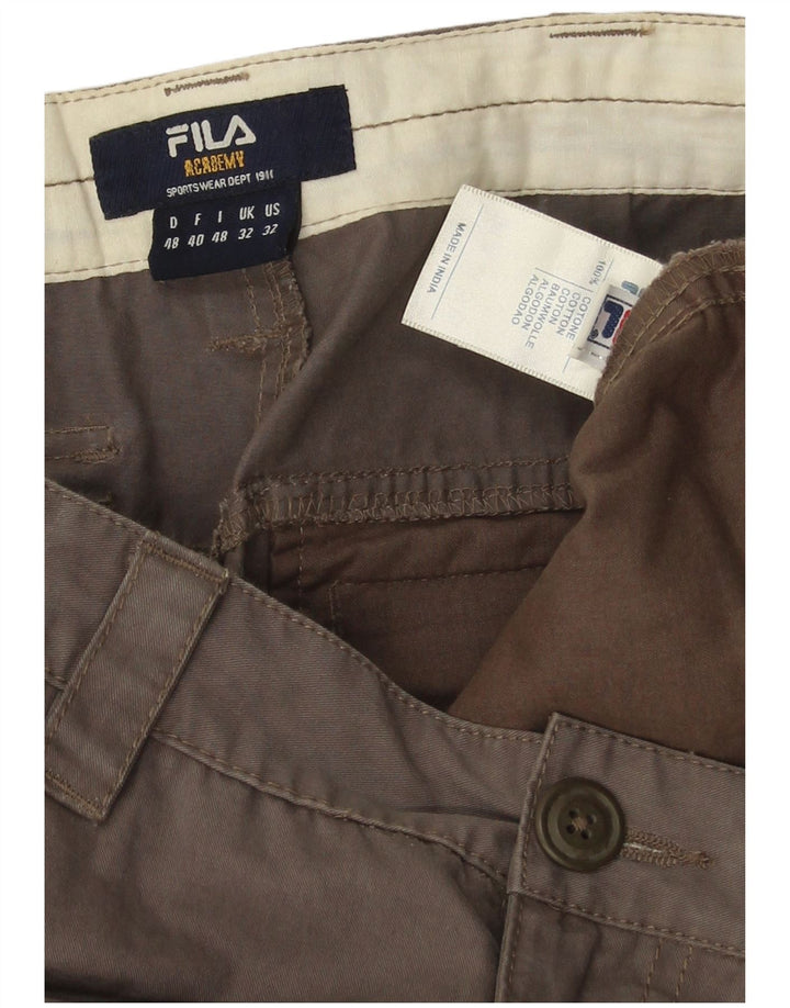 Gerade Herren-Cargohose von Fila, W32, L28, braune Baumwolle