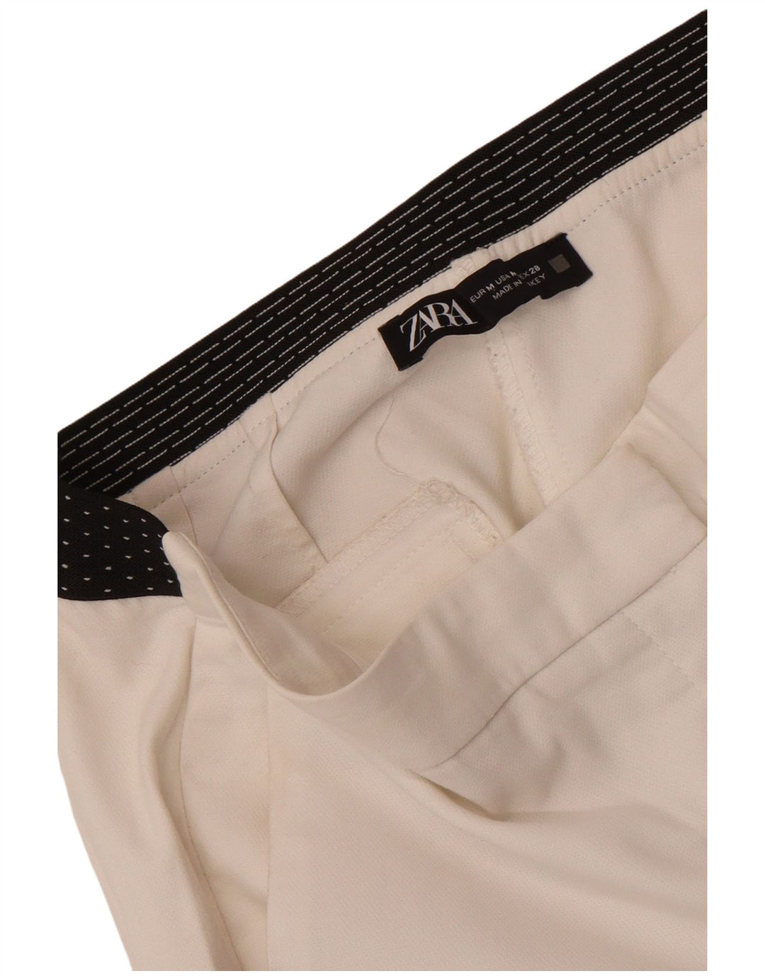 Schmale Chino-Hose für Damen von Zara, Größe M, W28, L27, Weiß, Farbblock