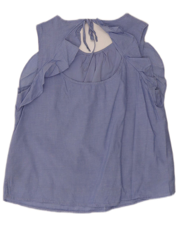 Tommy Hilfiger Damen ärmelloses Blusenoberteil UK 16 Große blaue Baumwolle