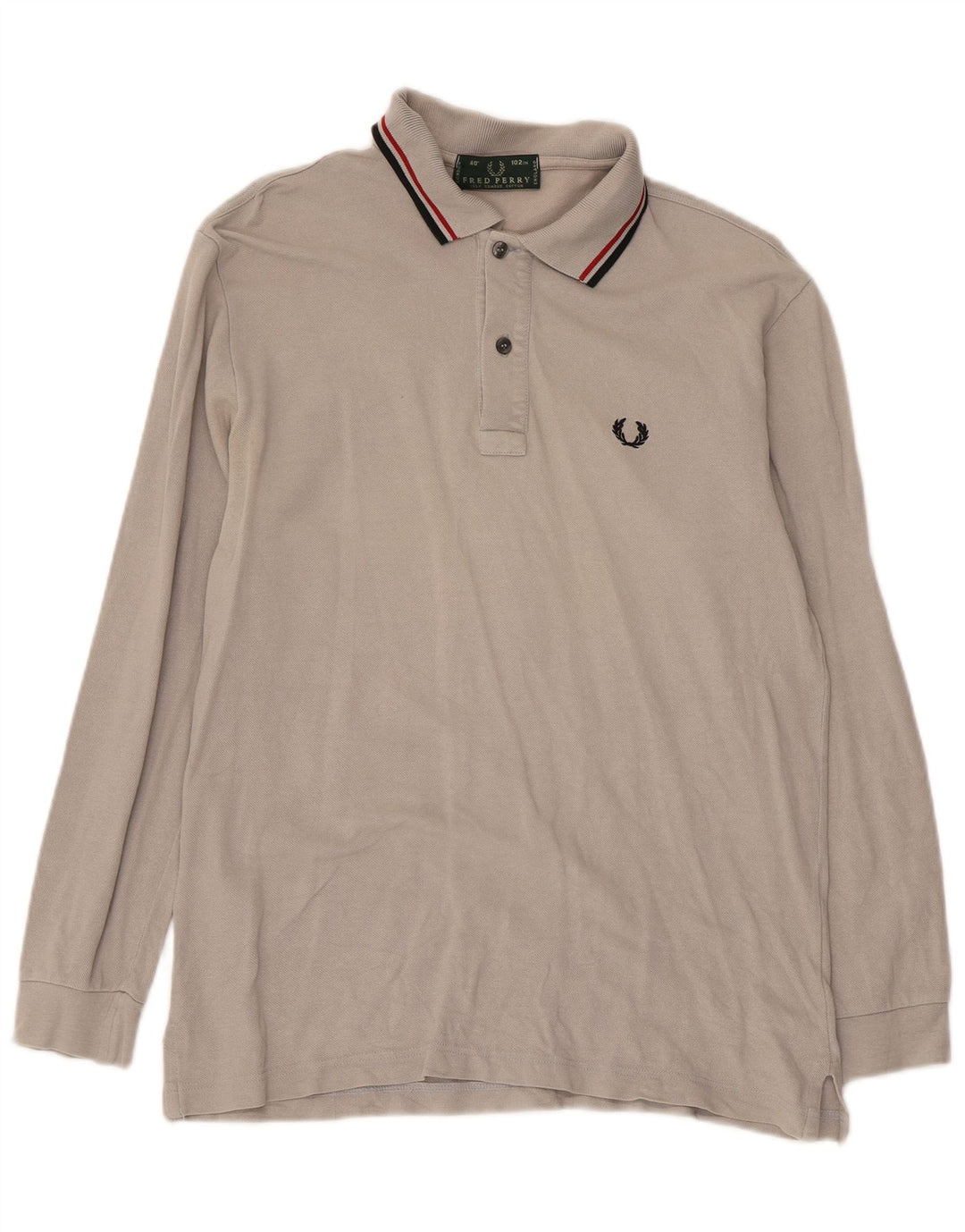 Fred Perry Herren-Langarm-Poloshirt, mittelgrau, Baumwolle, klassisch