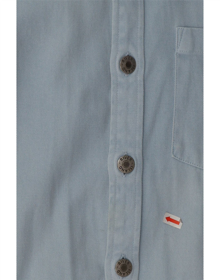 RIVER ISLAND Herren-Jeanshemd, kleine blaue Baumwolle