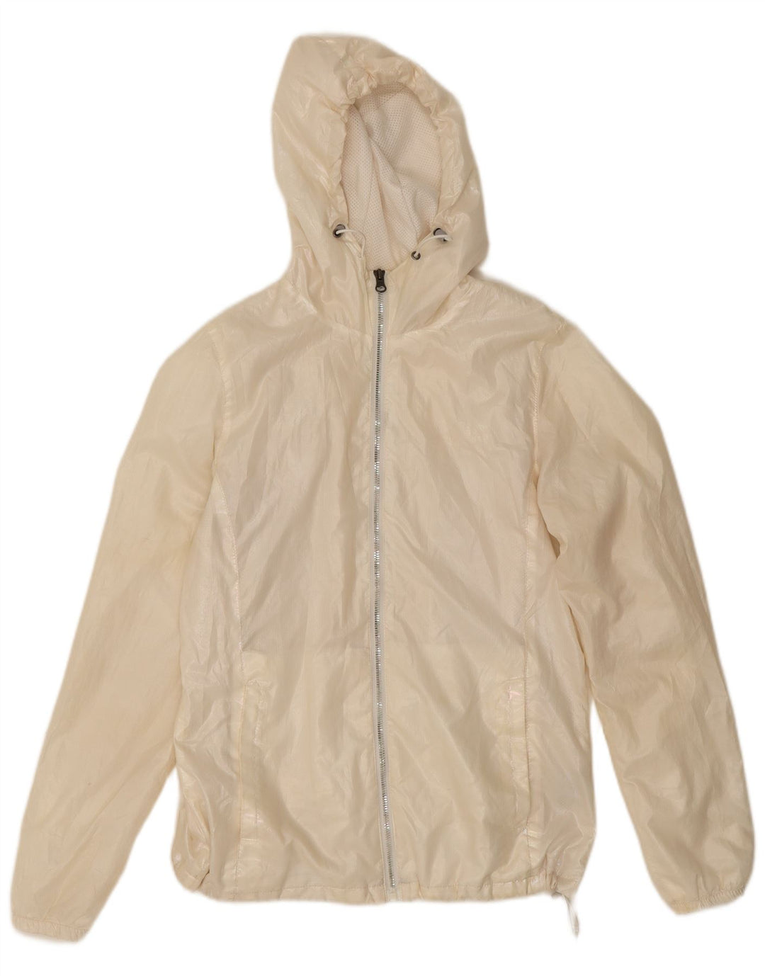 New Balance Damen-Regenjacke mit Kapuze, UK 10, Größe S, gebrochenes Weiß, Polyester