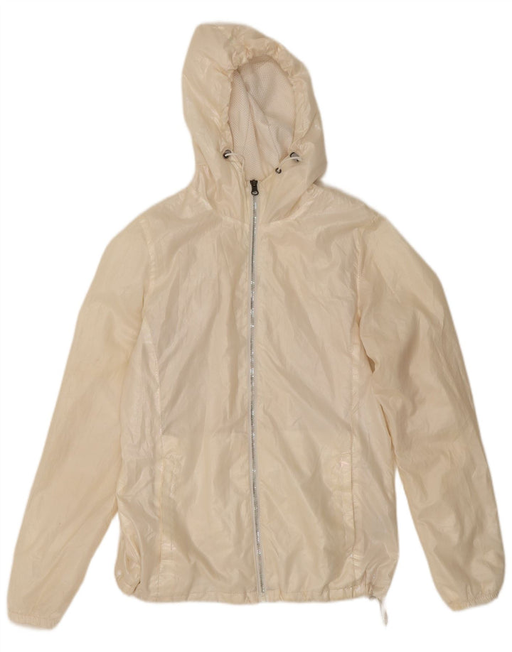 New Balance Damen-Regenjacke mit Kapuze, UK 10, Größe S, gebrochenes Weiß, Polyester