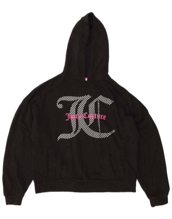Juicy Couture Mädchen-Pullover, übergroßer Kapuzenpullover mit Grafik, 15–16 Jahre, Schwarz
