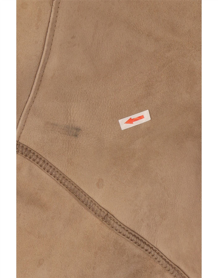 Vintage Damen Shearling Jacke IT 46 Large Beige Shearling