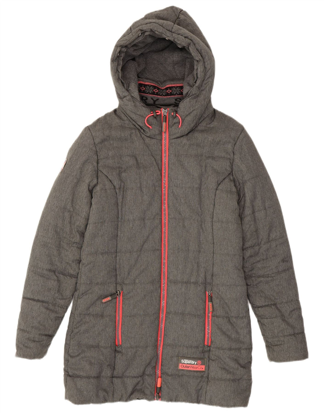 SUPERDRY Wattierter Damenmantel UK 14 Mittelgraues Polyester