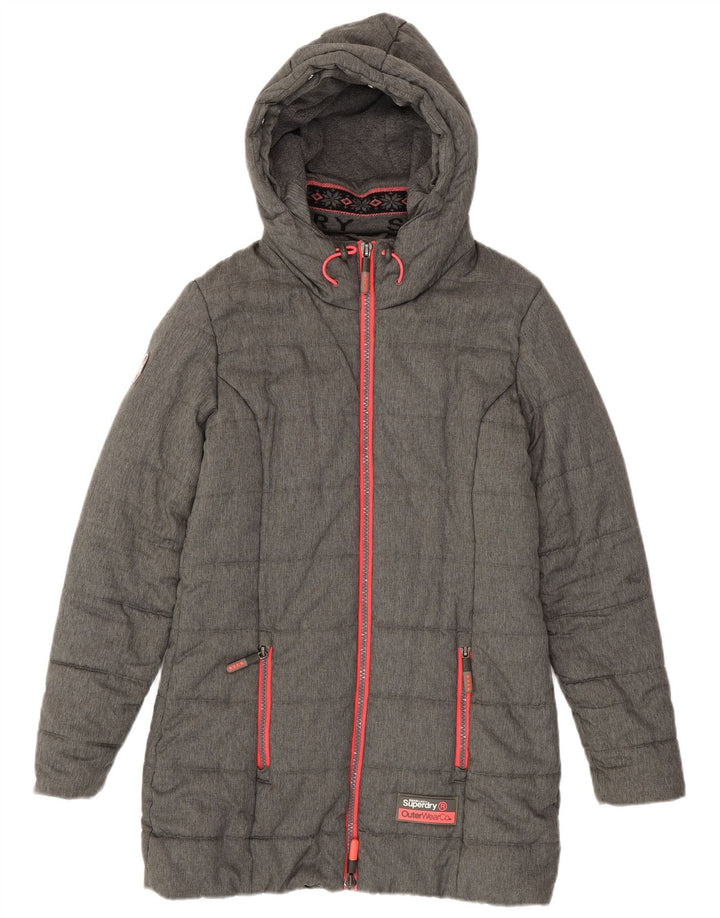 SUPERDRY Wattierter Damenmantel UK 14 Mittelgraues Polyester