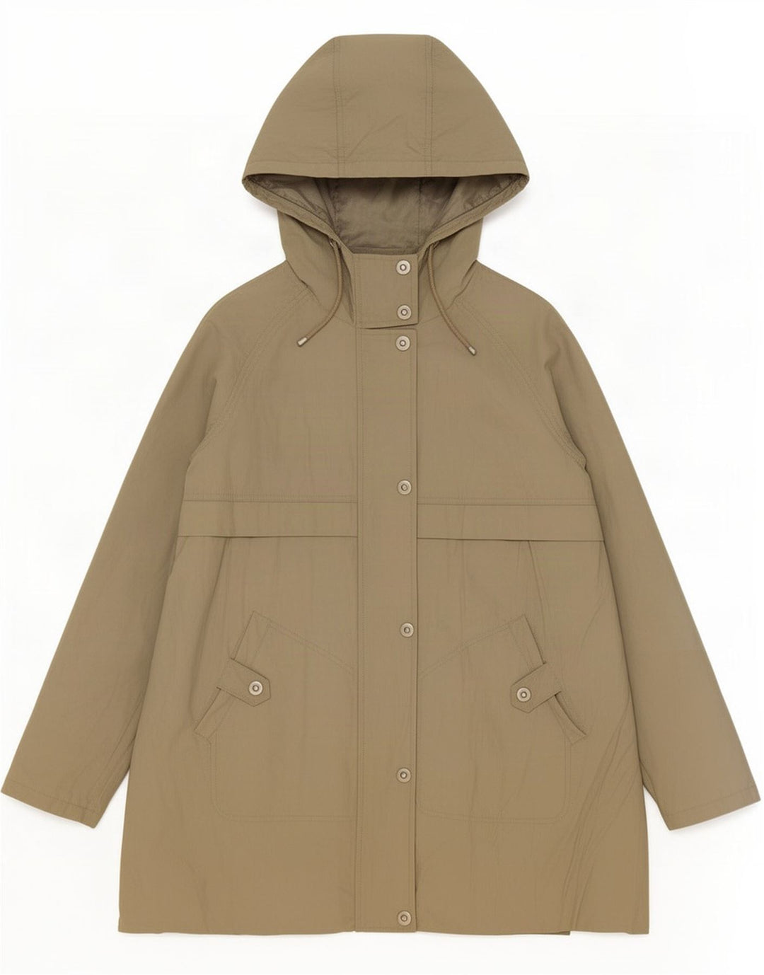 Marks & Spencer Damen-Regenmantel mit Kapuze, UK 14, mittlere Khaki-Baumwolle