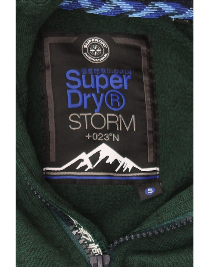 SUPERDRY Mens Zip Hoodie Sweater Small Green Flecked Polyester Vintage Superdry and Second-Hand Superdry from Messina Hembry 