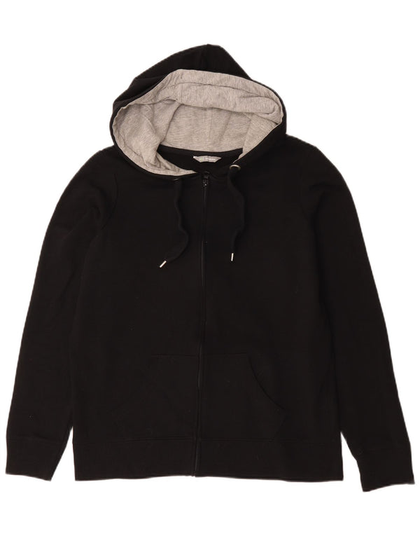 Marks & Spencer Damen-Kapuzenpullover mit Reißverschluss, UK 16, Größe L, Schwarz, Baumwolle