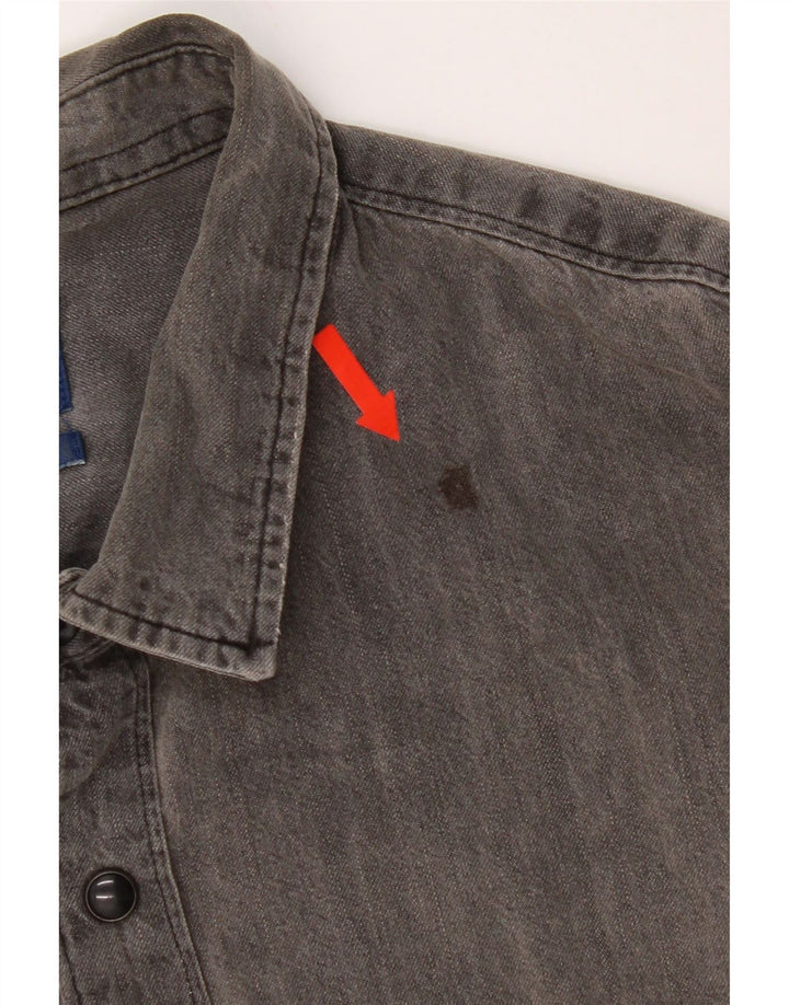 Zara Herren-Jeanshemd mit normaler Passform, XL, graue Baumwolle