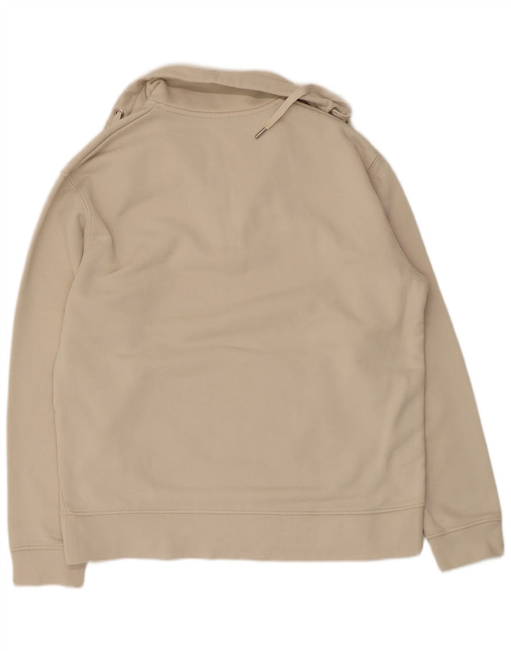 Zara Damen-Sweatshirt mit Reißverschluss am Hals, UK 14, mittelbeige Baumwolle