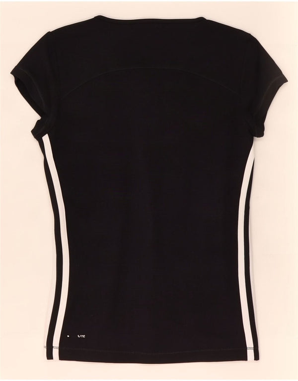 Adidas Damen Climalite T-Shirt Top UK 10 Small Schwarz Polyamid