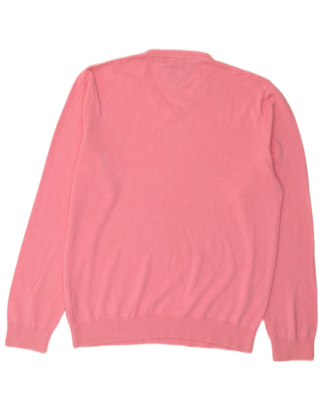 Tommy Hilfiger Herren-Pullover mit V-Ausschnitt aus mittelrosa Baumwolle