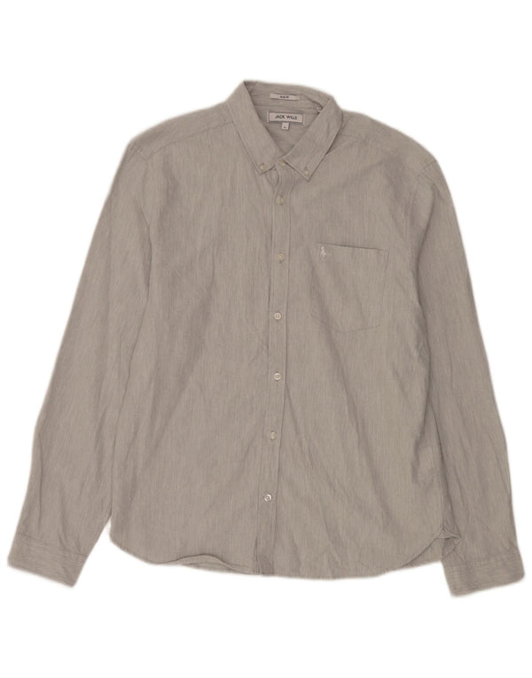 Jack Wills Herren Slim Fit Slim Fit Hemd XL Grau Baumwolle
