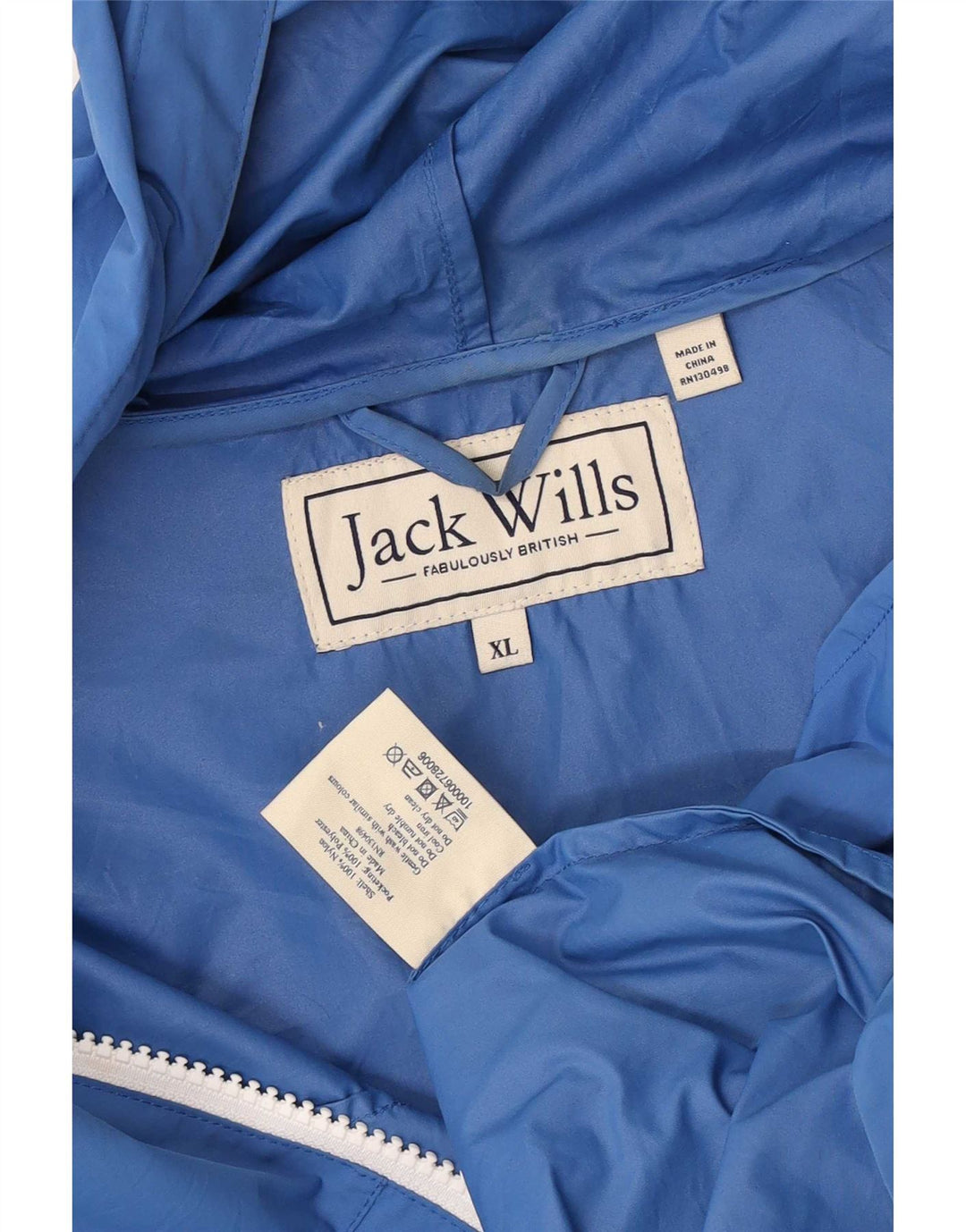 Jack Wills Herren-Regenjacke mit Kapuze, UK 42, XL, blaues Nylon