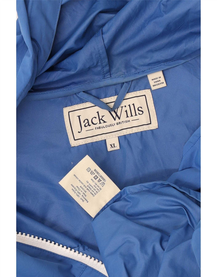Jack Wills Herren-Regenjacke mit Kapuze, UK 42, XL, blaues Nylon