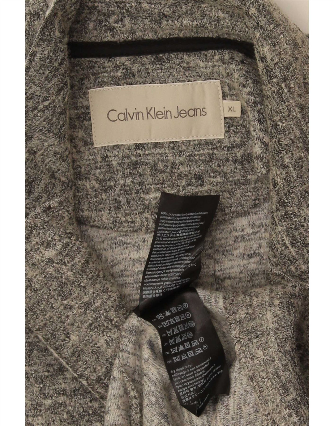 Calvin Klein Jeans Damenmantel UK 18 XL Grau meliertes Polyester