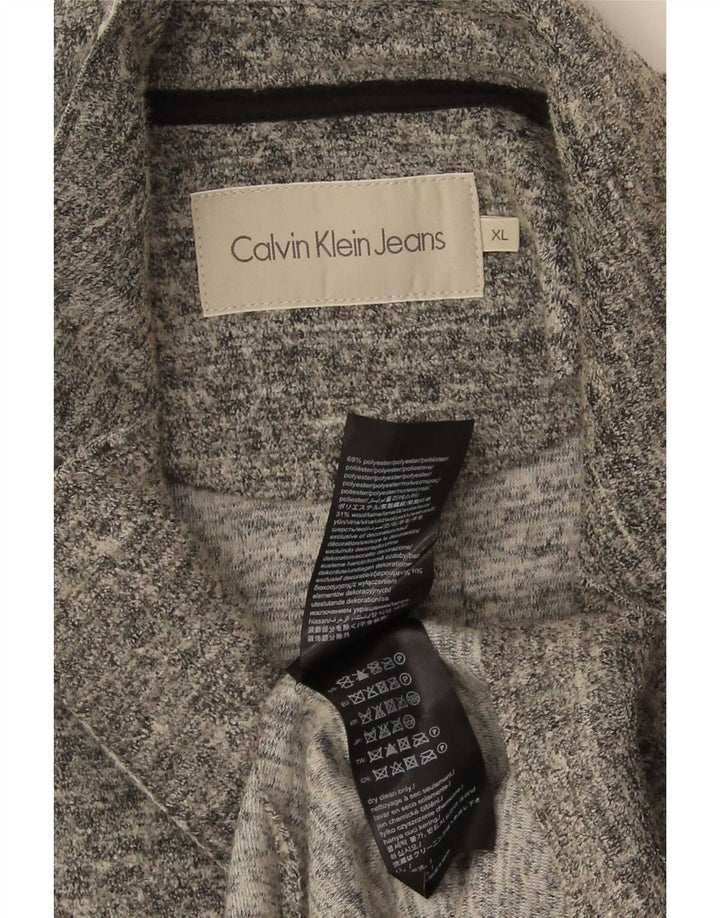 Calvin Klein Jeans Damenmantel UK 18 XL Grau meliertes Polyester