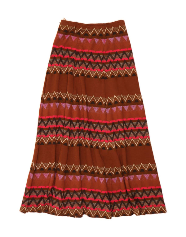 VINTAGE Damen Maxi Flared Rock IT 42 Medium W30 Mehrfarbig Geometrisch