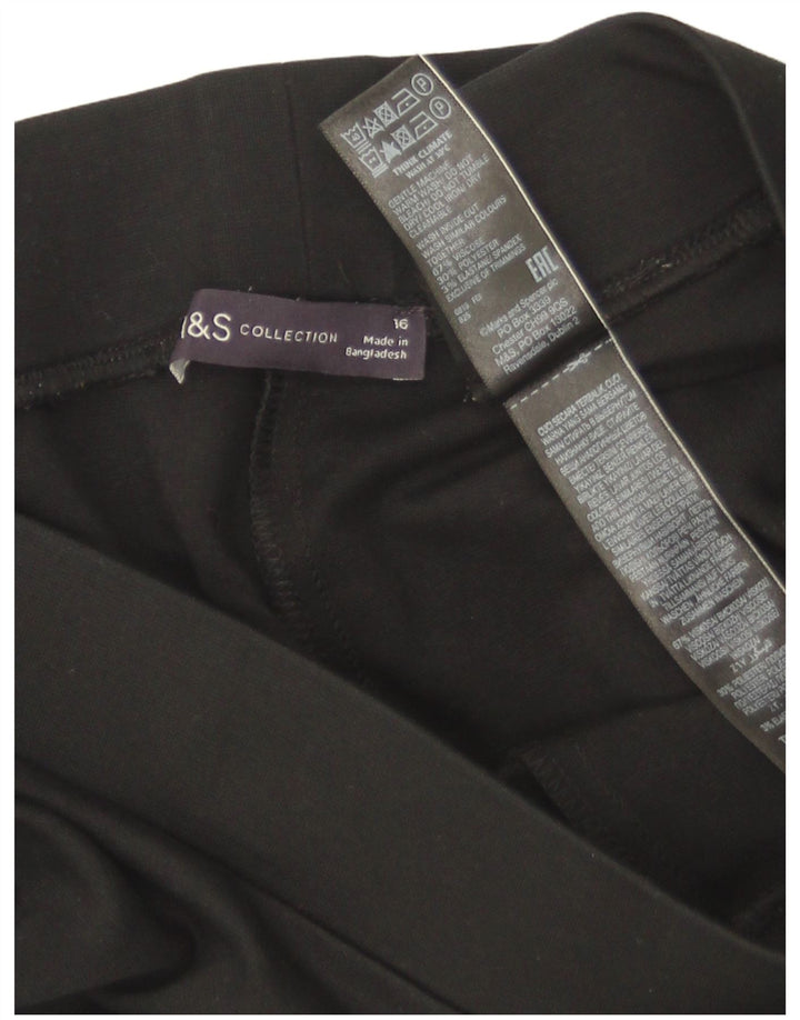 Marks & Spencer Damen Crop Leggings UK 16 Large Schwarze Viskose