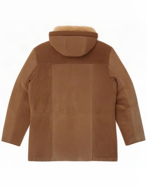 Robert Lewis Herren Wildleder Sherpa Parka Jacke UK 42 XL Beige