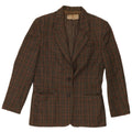 Vintage Damen 2-Knopf-Blazerjacke IT 42 Mittelgrüne Hahnentrittwolle
