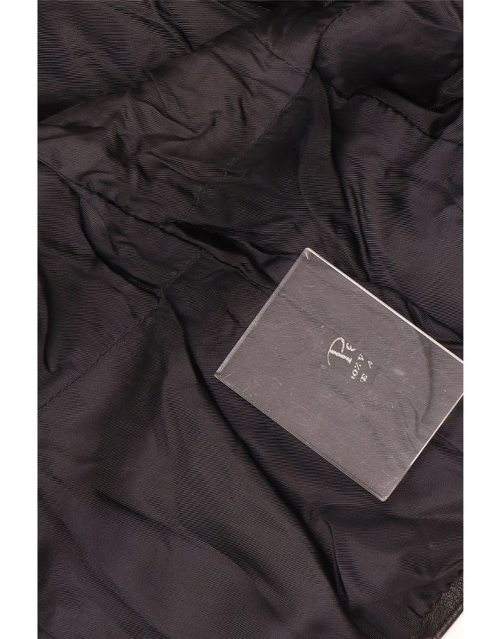 VINTAGE Damen Lederjacke UK 16 Großes schwarzes Blumenleder