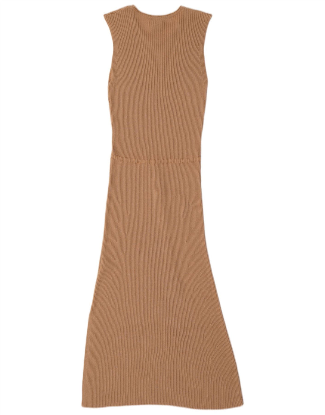 Massimo Dutti Damen Ärmelloses Maxikleid UK 12 Mittelbeige Viskose