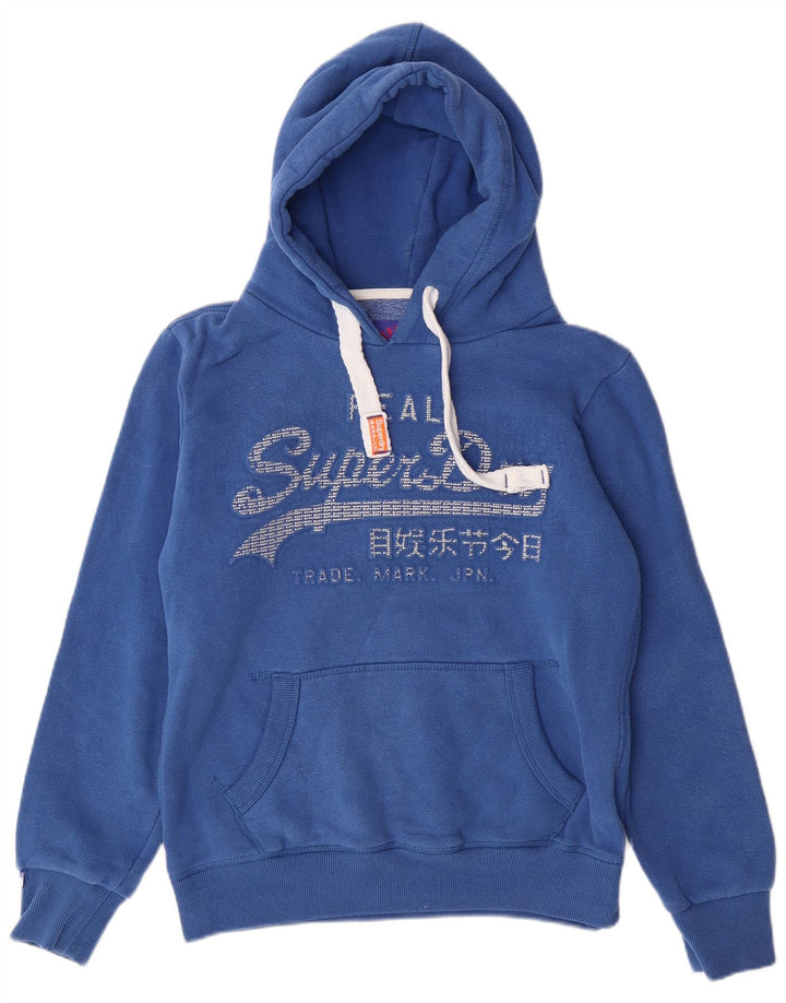 SUPERDRY Damen-Kapuzenpullover mit Grafik, übergroß, Gr. 10, Blau, Baumwolle