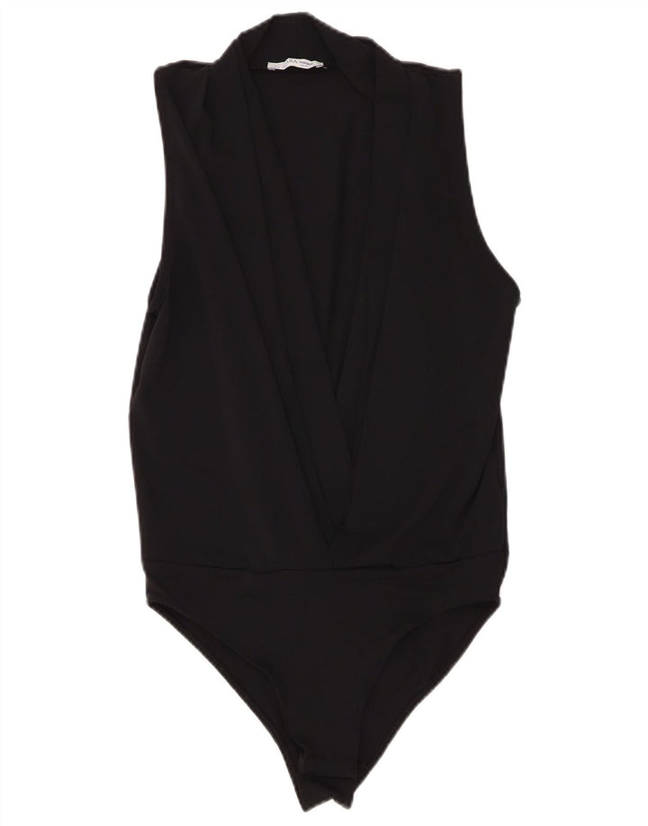 ZARA Damen Trafaluc Ärmelloser Body UK 10 Small Schwarz Polyester