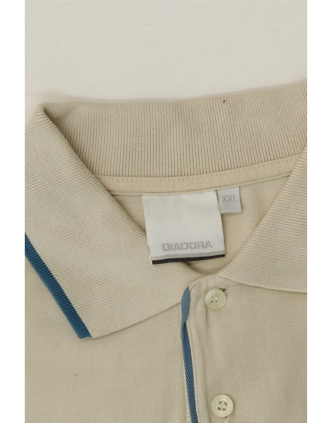 DIADORA Mens Polo Shirt 2XL Beige Cotton Vintage Diadora and Second-Hand Diadora from Messina Hembry 
