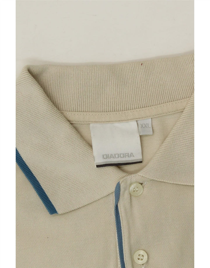 DIADORA Mens Polo Shirt 2XL Beige Cotton Vintage Diadora and Second-Hand Diadora from Messina Hembry 